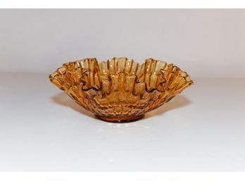 12' Vintage Fenton Colonial Amber Thumbprint Bowl