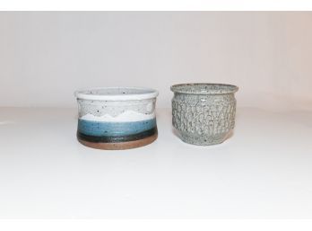 7.5' Mountain Scene And 5' Pitted Stoneware Pots