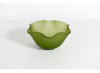 10' Vintage Green Frosted Ruffled Bowl