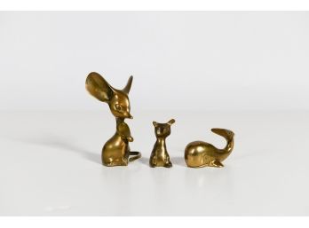 5.5' Brass Mouse, 3.25' Whale And 2.5' Kangaroo