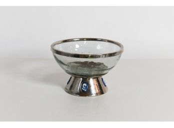 9' Mexican Nickel Plated Bubble Glass Bowl