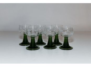 Vintage Luminarc France Forest Green Wine Glasses