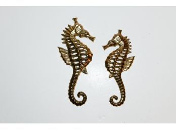 14' Vintage Brass Seahorse Wall Hangings