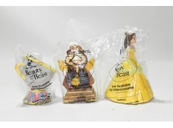 1993 Pizza Hut Beauty And The Beast Hand Puppets Lot Of 3