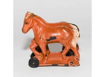1930s Aub-Rubr Team Of Horses (missing A Wheel) 3.5'
