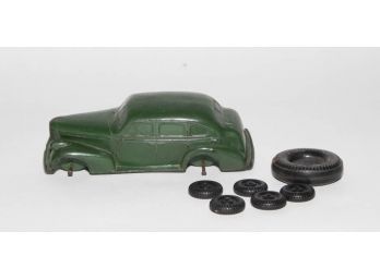 Auburn Rubber 38 Oldsmobile Six (missing Wheels)and Extra Toy Wheels (unknown Brands)