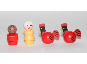 Vintage Fisher-price Little Peoples Farm Chickens And Little People