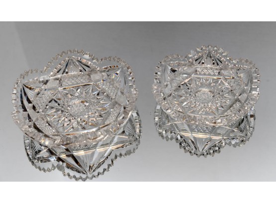Pair Of American Brilliant Crystal Trays