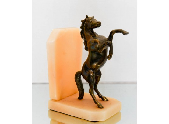 Marble And Brass Horse Bookend