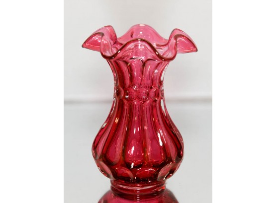 5.25' Fenton Country Cranberry Ruffled Bud Vase