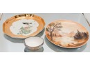Hand Painted Plates And Nippon Nut Bowl