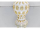 8.5' Cream Opalescent Coin Dot Ruffled Vase