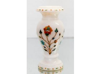 Mother Of Pearl Indian Marquetry Inlay Marble Vase