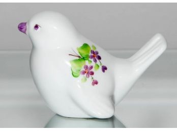 3' Fenton Violets In The Snow Hand Painted Bird