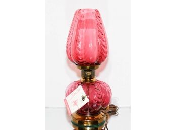 17' Fenton Country Cranberry Feather Lamp