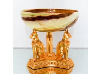 Onyx Cup On Egyptian Themed Pedestal