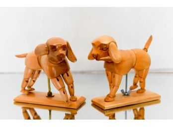 Wooden Articulated Dog Statues