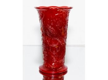 7.75' Fenton Mandarin Red Peacock Vase