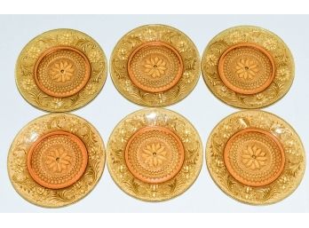 Vintage Amber Gold Indiana Tiara Sandwich Glass Plates