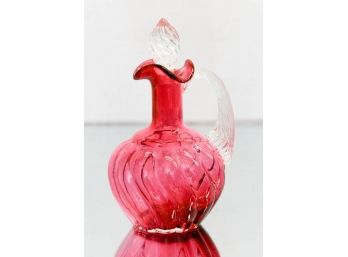 6' Fenton Country Cranberry Cruet With Stopper