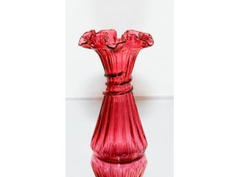 7.5' Fenton Country Cranberry Wheat Vase