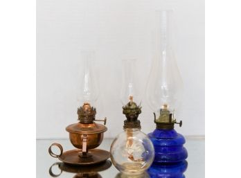 Lot Of 3 Small Oil Lamps