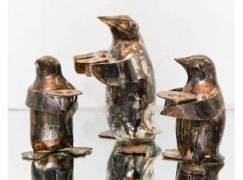 Restoration Hardware Silverplate Penguin Candleholders