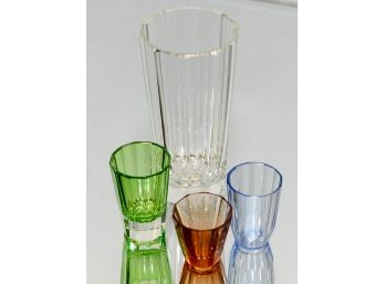 Moser Art Deco Style Clear Water And Colored Shot Glasses