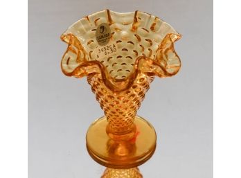 4' Fenton Colonial Amber Hobnail Vase