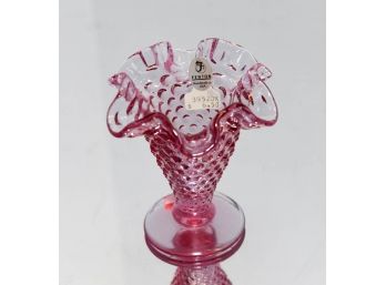 4' Fenton Dusty Rose Hobnail Vase
