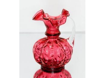5.75' Fenton Country Cranberry Ruffled Melon Pitcher
