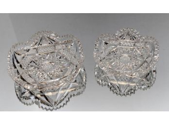 Pair Of American Brilliant Crystal Trays