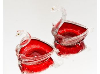 Murano Glass Swan Candy Dishes