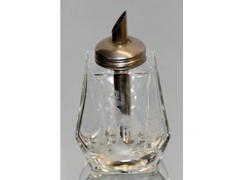 Vintage Austrian Etched Glass Sugar Pourer Featuring Antelope