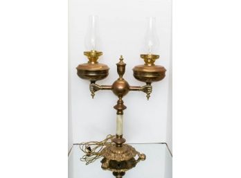 Brass Double Hurricane Table Lamp (electric)