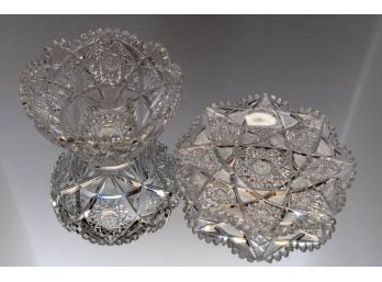 Hobstar Cut Glass Bowl And Plate