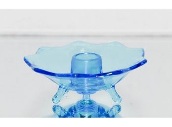 4.5' Fenton Colonial Blue 3-toes Candlestick Holder