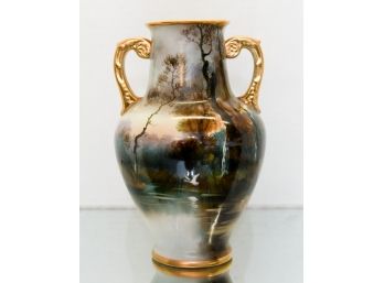 Hand Painted Nippon Urn Featuring Swan