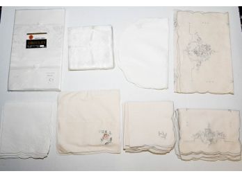 Large Lot Of Linens Including Hand Stitched And Embroidered