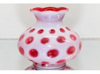 6' Fenton Cranberry Opalescent Coin Dot Vase