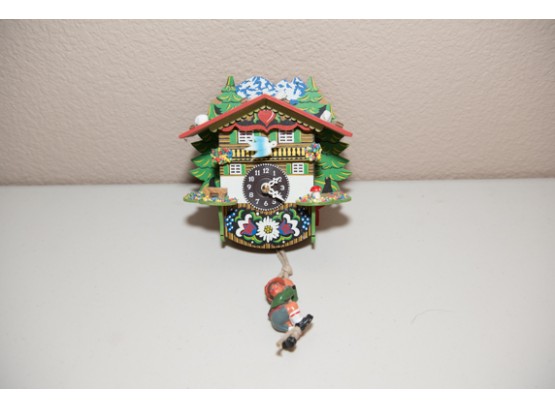German Wooden Cuckoo Clock 'Boy Hanging From Rope'