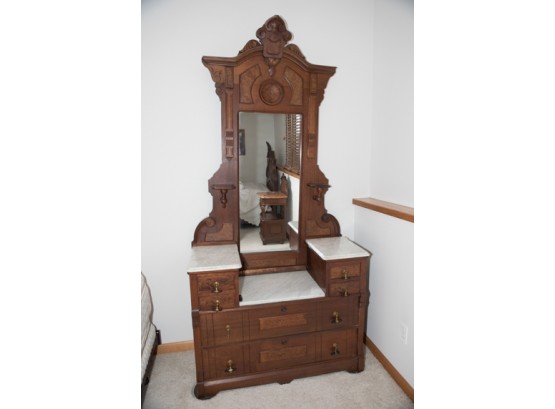 Antique Victorian Style Vanity Dresser With Mirror