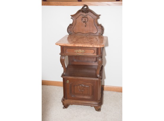 Antique French Style Marble Top Nightstand