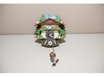German Wooden Cuckoo Clock 'Boy Hanging From Rope'