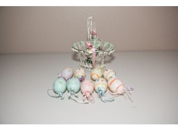 Handpainted  Easter Eggs And Basket
