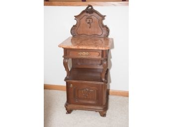 Antique French Style Marble Top Nightstand
