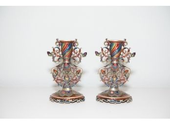 Two's Company Paisley Austrian Crystal Candlesticks