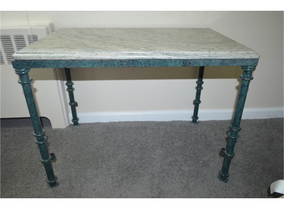Iron Base And Marble Top Side Table
