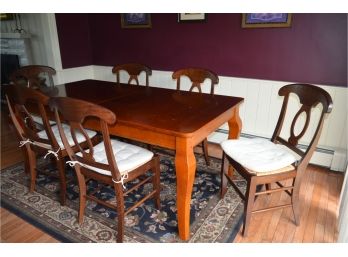Pottery Barn Kitchen Table And Chairs With Cushions And  Leafs