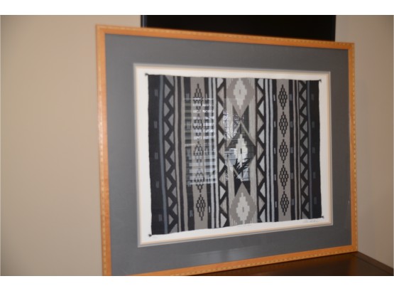 American Native Tapestry 'Black And Grey' Signed Numbered 102/350 Framed